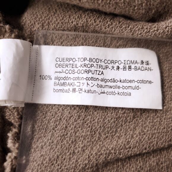 Zara Cardigan & Short Set Women L Brown Embroidered Trim Button Up Boho Casual - Picture 14 of 16